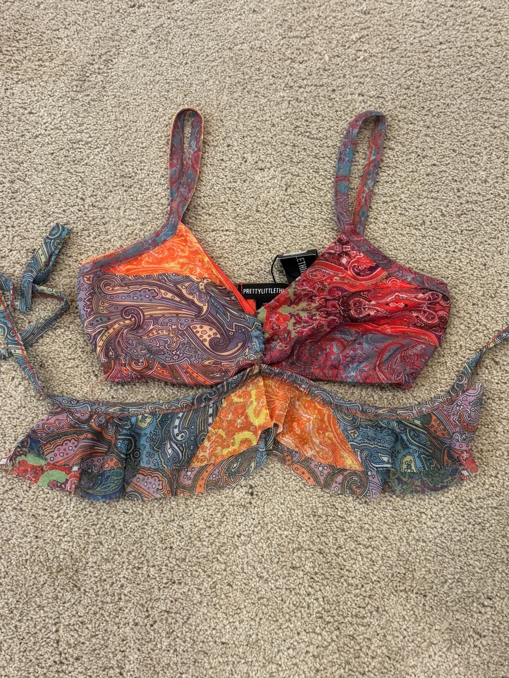 NWT PrettyLittle Thing Colorful Wrap Cropped Top